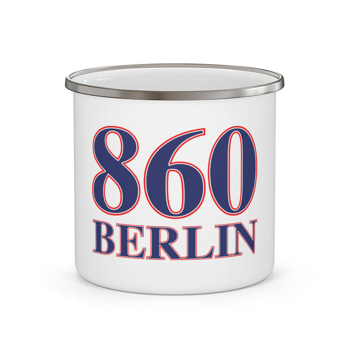 860 Berlin Red, White & Blue Enamel Camping Mug