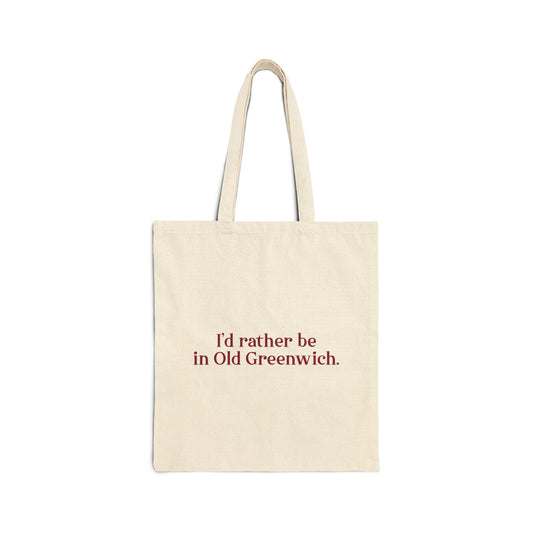 I’d rather be in Old Greenwich Cotton Canvas Tote Bag