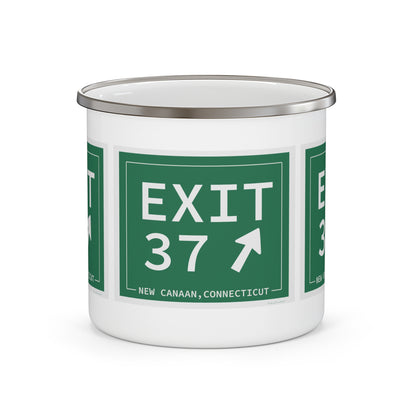Vintage Exit 37 Merritt Parkway Sign Enamel Camping Mug
