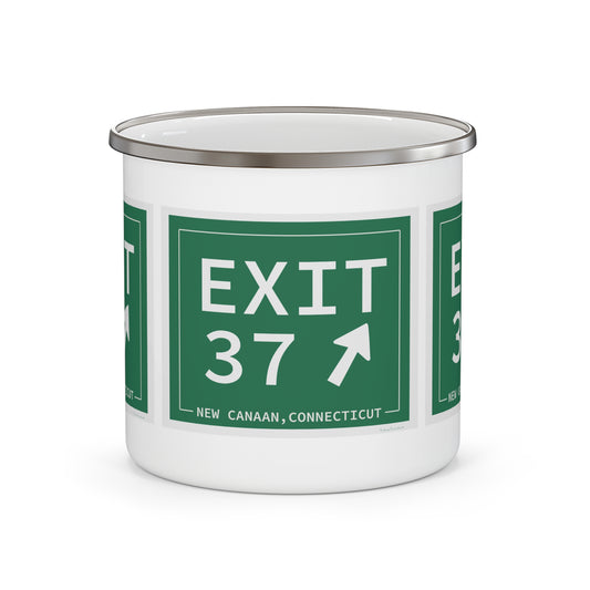 Vintage Exit 37 Merritt Parkway Sign Enamel Camping Mug