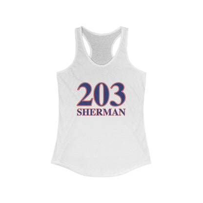 203 Sherman Red White & Blue Women's Ideal Racerback Tank Top