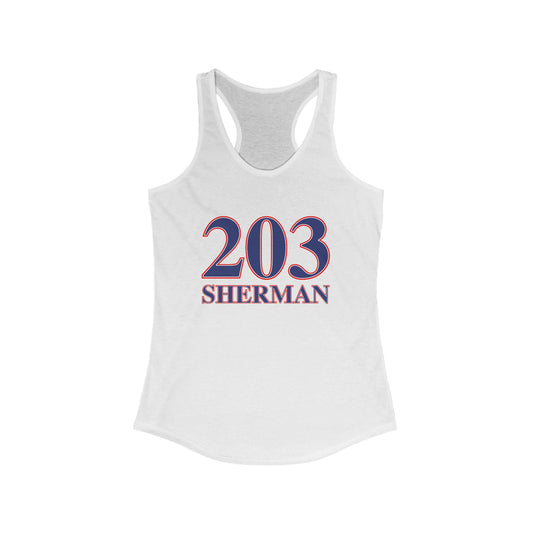 203 Sherman Red White & Blue Women's Ideal Racerback Tank Top