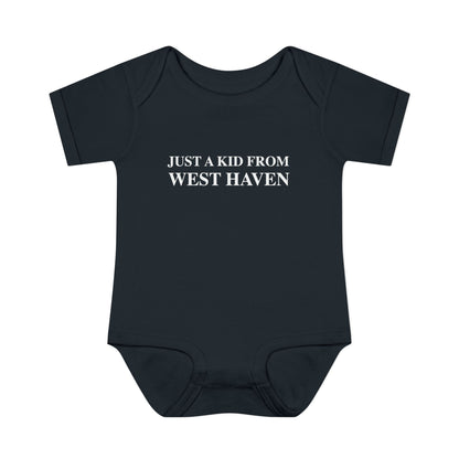 Just a kid from West Haven Infant Baby Rib Bodysuit