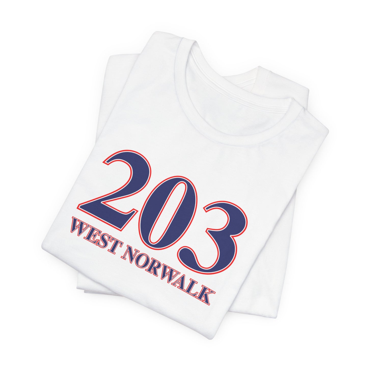 203 West Norwalk, Red, White & Blue Unisex Jersey Short Sleeve T-Shirt
