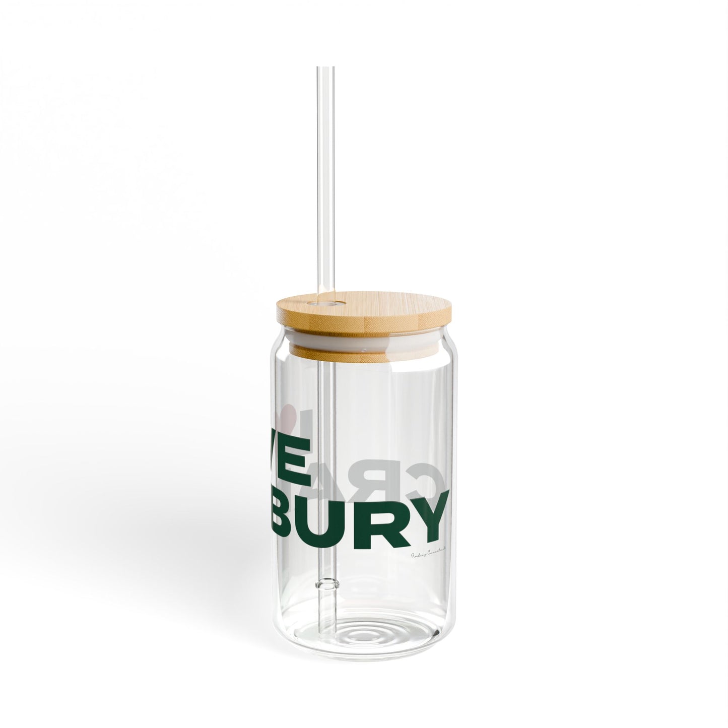 Love Cranbury Glass Can with Straw and Lid, 16oz