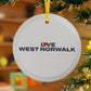 Love West Norwalk Glass Ornaments