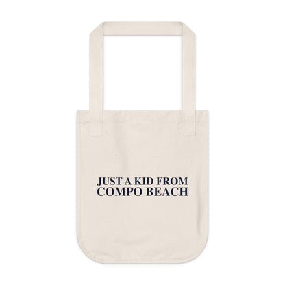 Just a kid from Compo Beach Organic Canvas Tote Bag