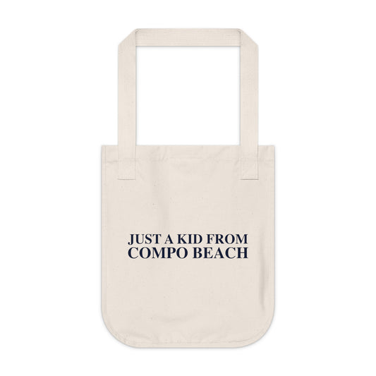 Just a kid from Compo Beach Organic Canvas Tote Bag