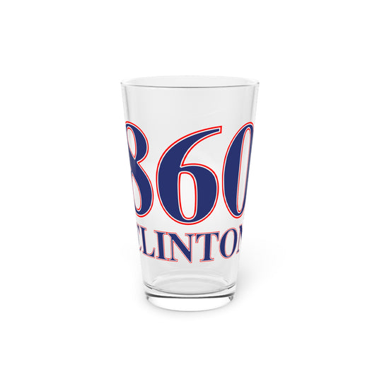 860 Clinton Red, White & Blue Pint Glass, 16oz