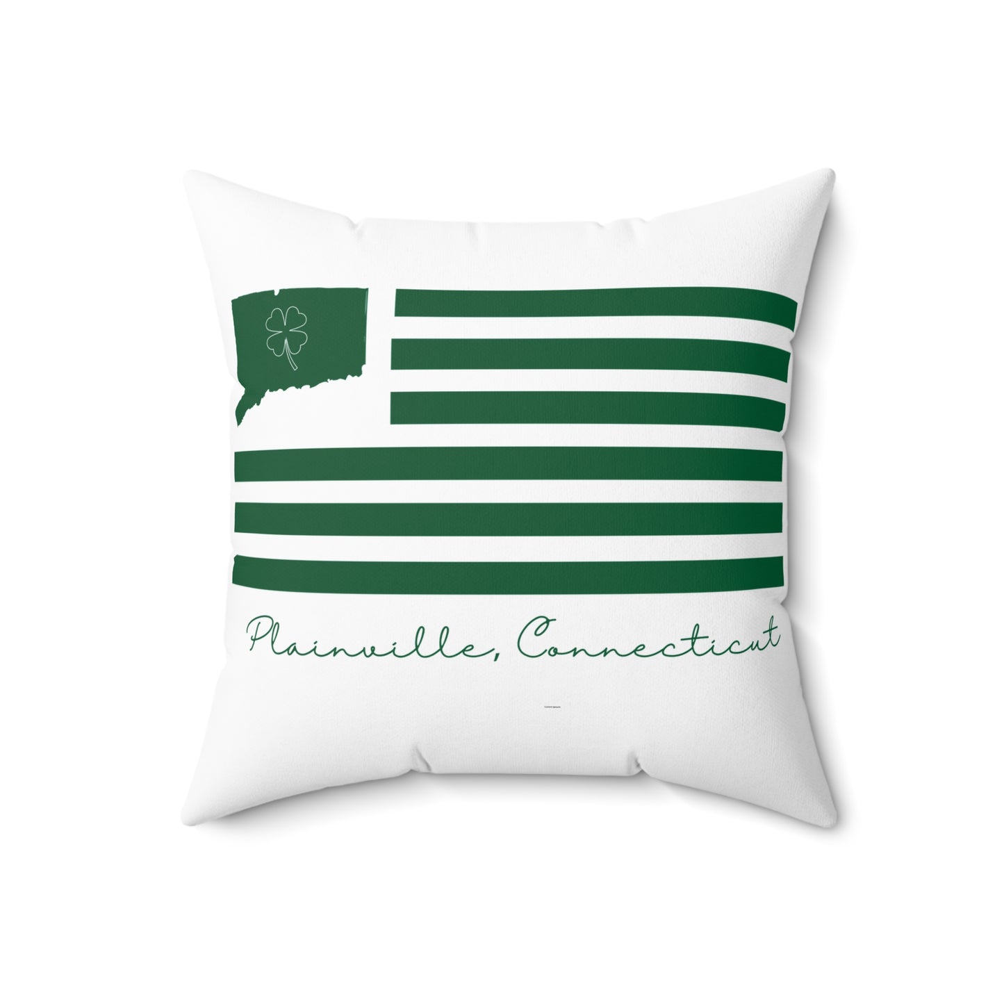 Plainville Connecticut St. Patrick’s Day Flag Spun Polyester Square Pillow