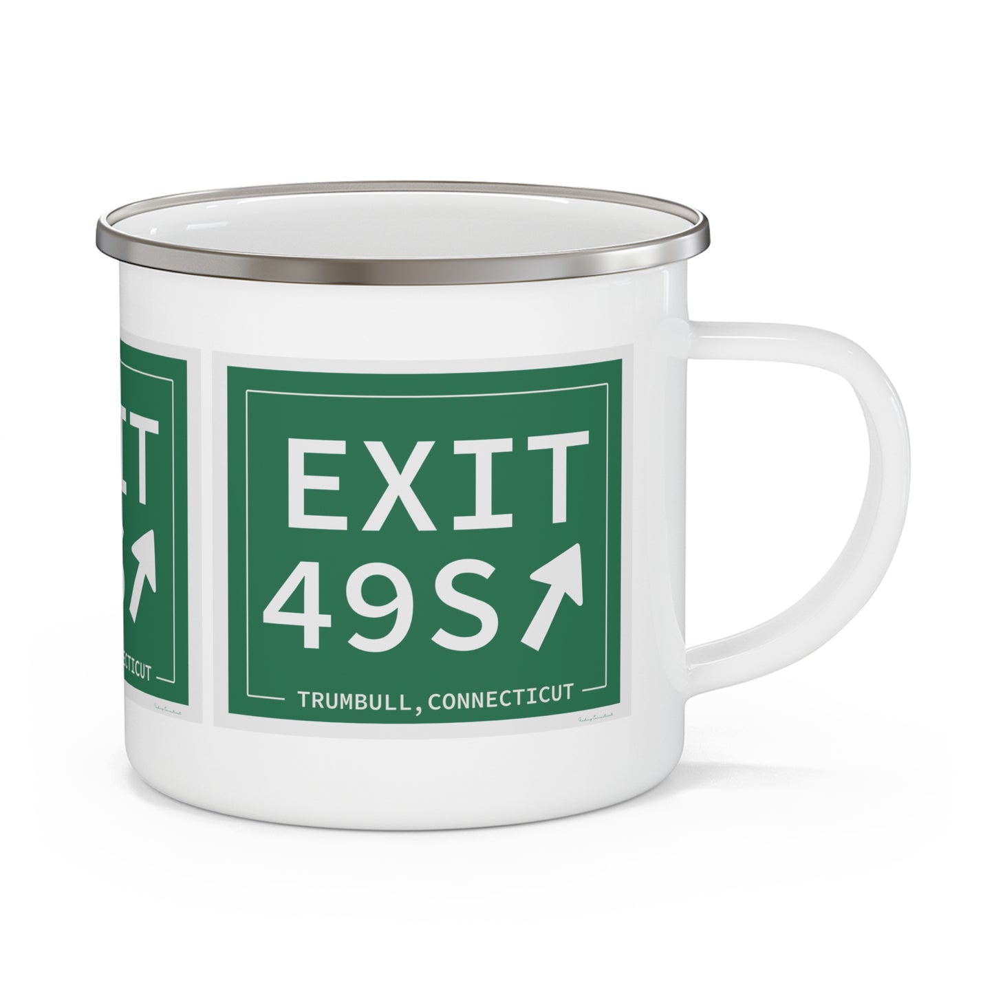 Vintage Exit 49S  Merritt Parkway Sign Enamel Camping Mug