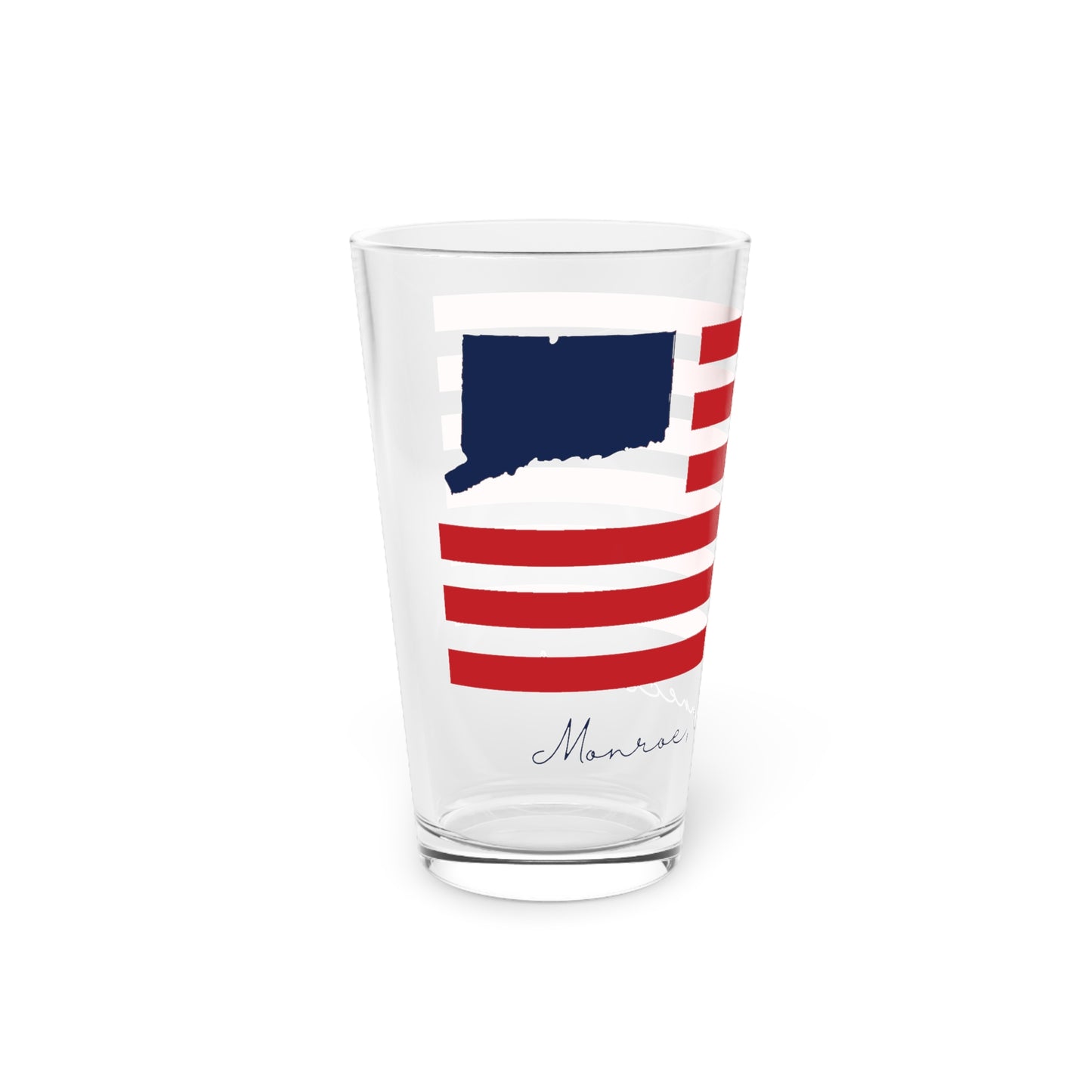 Monroe Connecticut Flag Pint Glass, 16oz