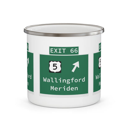 Vintage WCP Exit 66 Sign Enamel Camping Mug