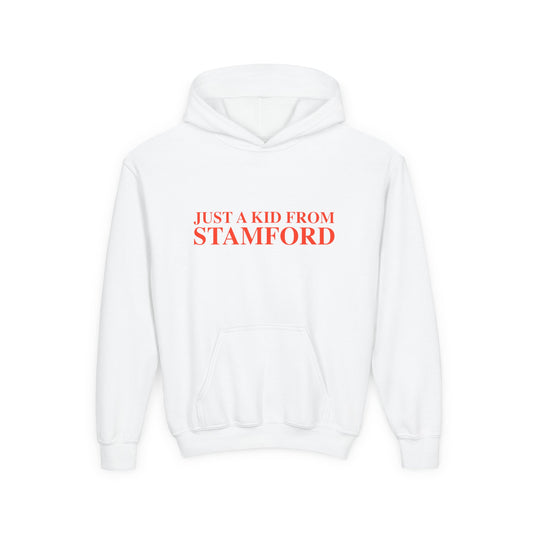 Just a kid from Stamford Youth Heavy Blend Hooded Sweatshirt