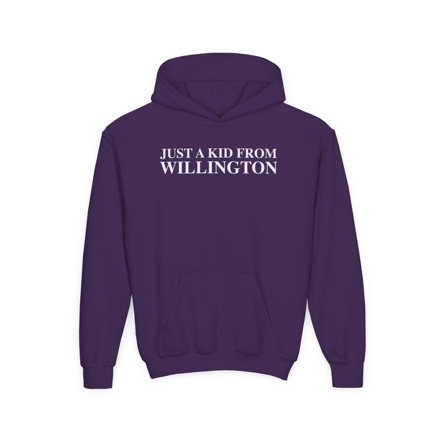 Just a kid from Willington Youth Heavy Blend Hooded Sweatshirt