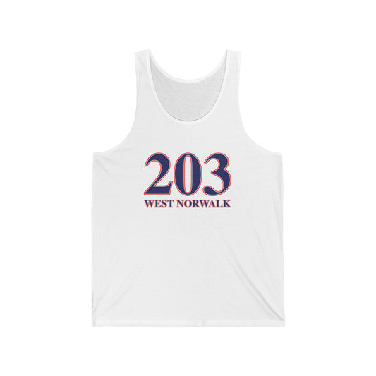 203 West Norwalk, Red, White & Blue Unisex Jersey Tank Top