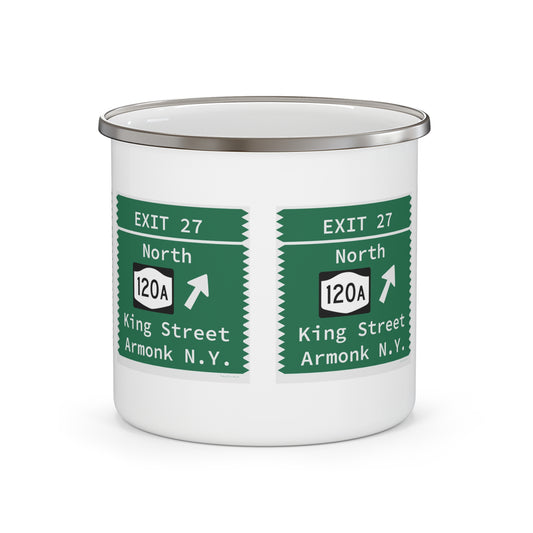 Vintage Merritt Parkway Exit 27 Sign Enamel Camping Mug