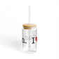 I Heart Easton. Glass Can with Straw and Lid, 16oz