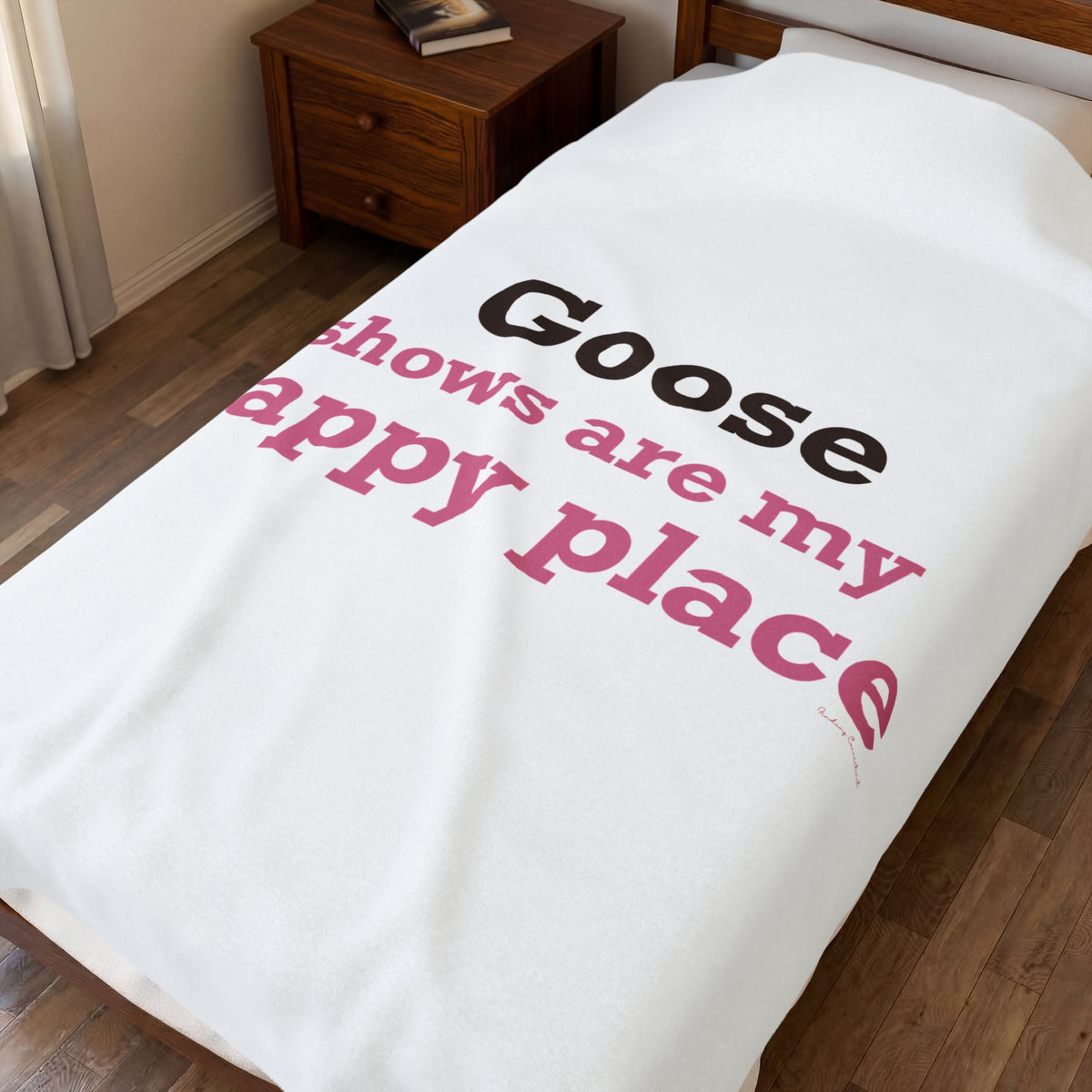 Goose Shows Are My Happy Place  - Pink & Espresso Velveteen Plush Blanket