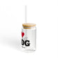 I Heart RDDG Glass Can with Straw and Lid, 16oz