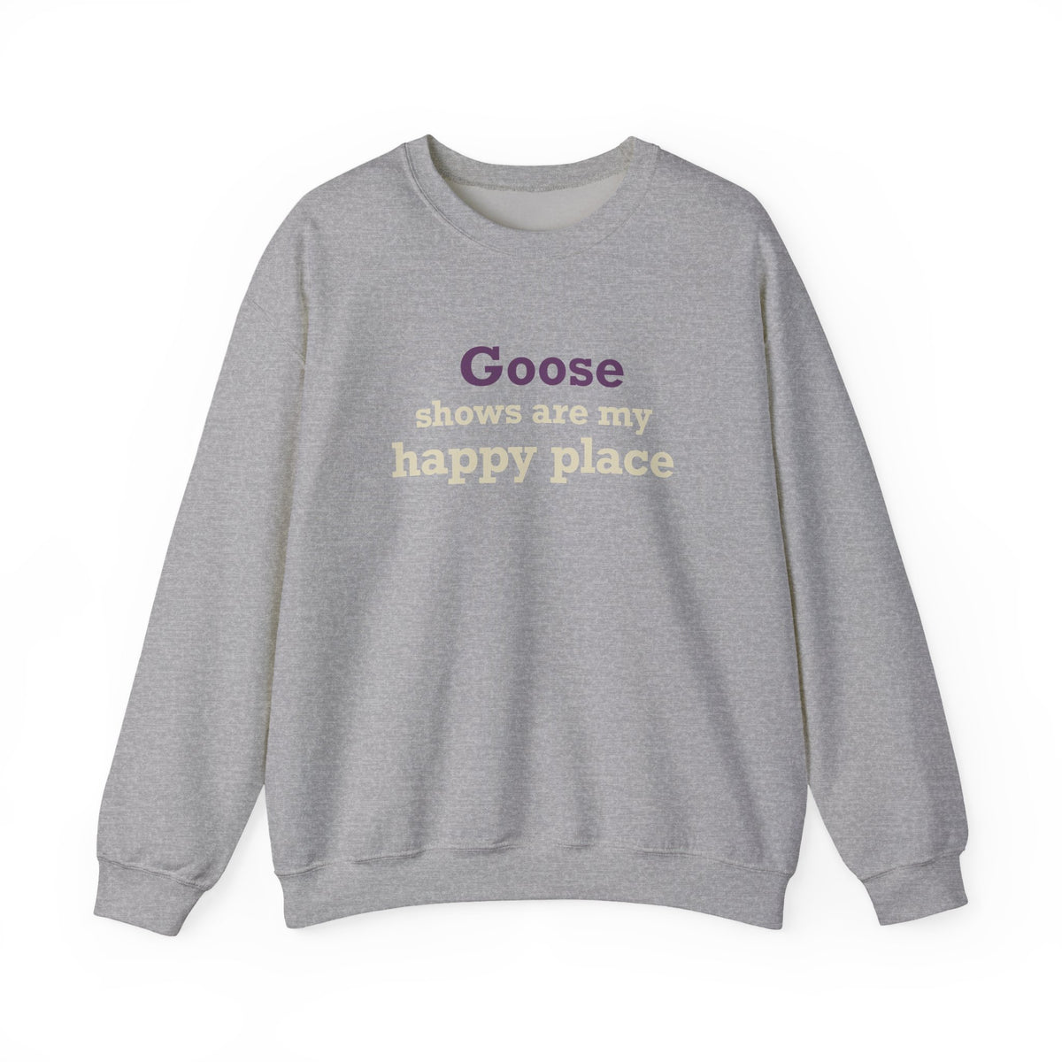 Goose Shows Are My Happy Place - Cream & Purple Unisex Heavy Blend™ Crewneck Sweatshirt