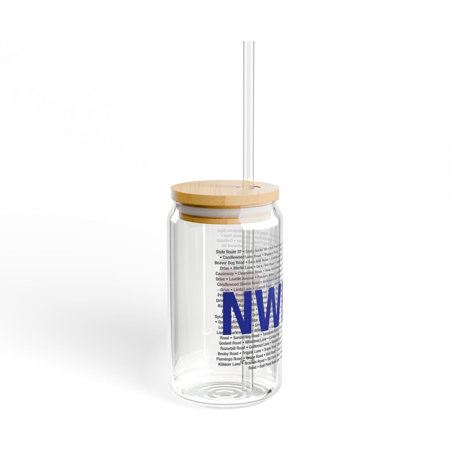 New Fairfield Love Glass Can with Straw and Lid, 16oz