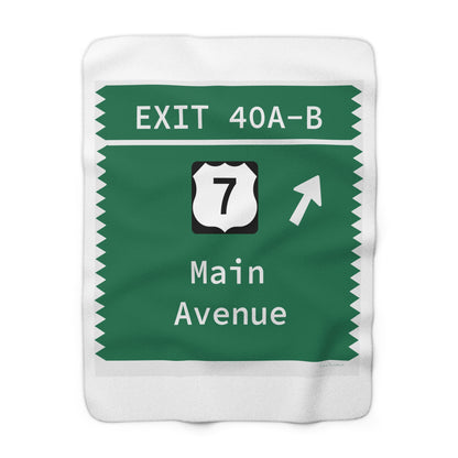 Vintage Merritt Parkway Exit 40 A-B Sign Sherpa Fleece Blanket