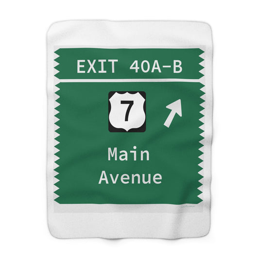 Vintage Merritt Parkway Exit 40 A-B Sign Sherpa Fleece Blanket