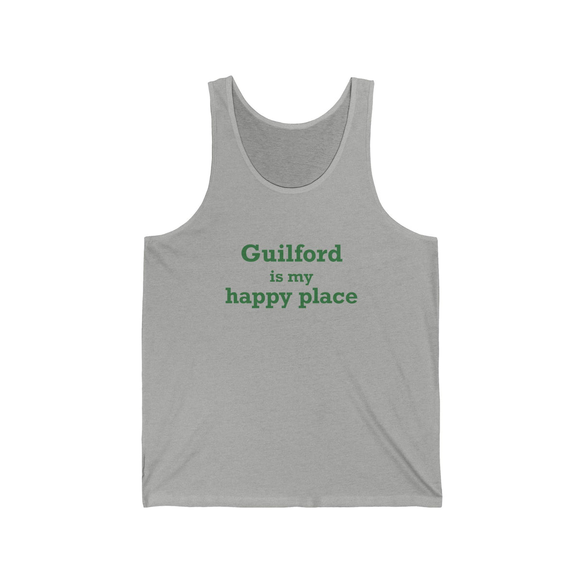 Guilford is My Happy Place Unisex Jersey Tank Top