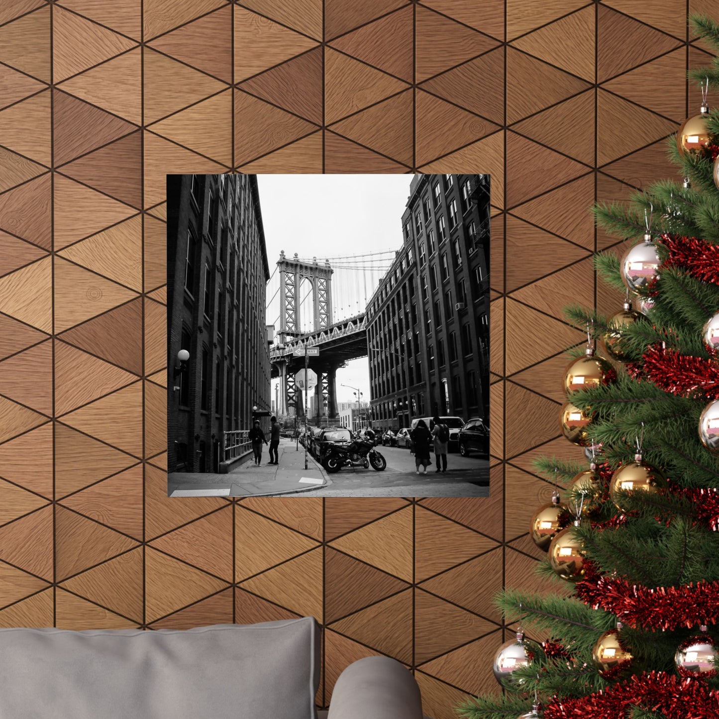Manhattan Bridge Black and White Matte Vertical Posters