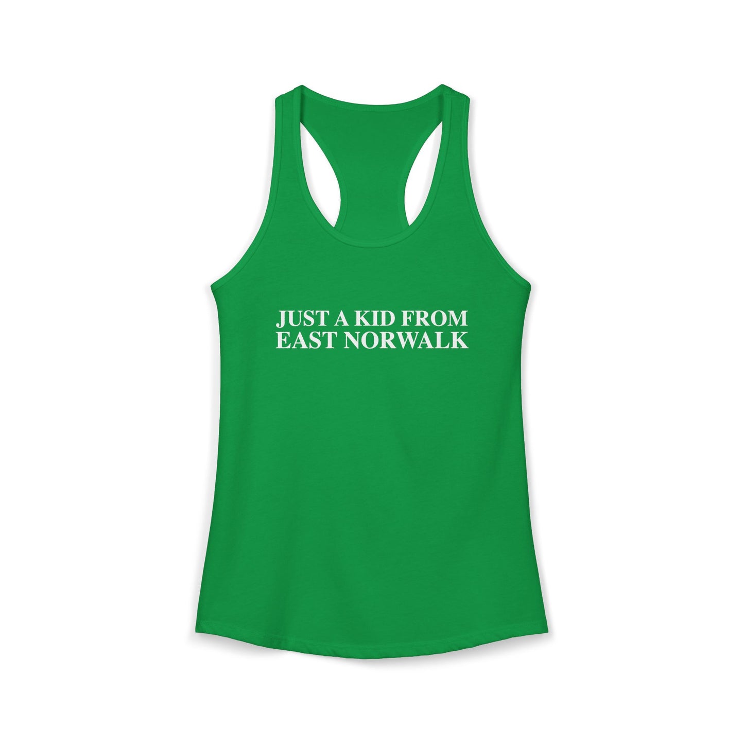 Just a kid from East Norwalk Women's Ideal Racerback Tank Top
