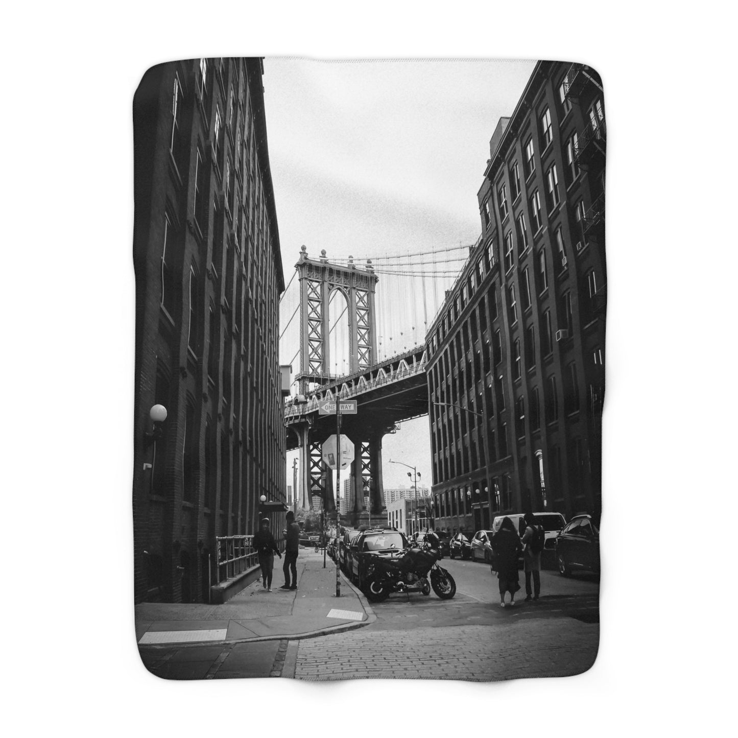 Manhattan Bridge Black and White Sherpa Fleece Blanket