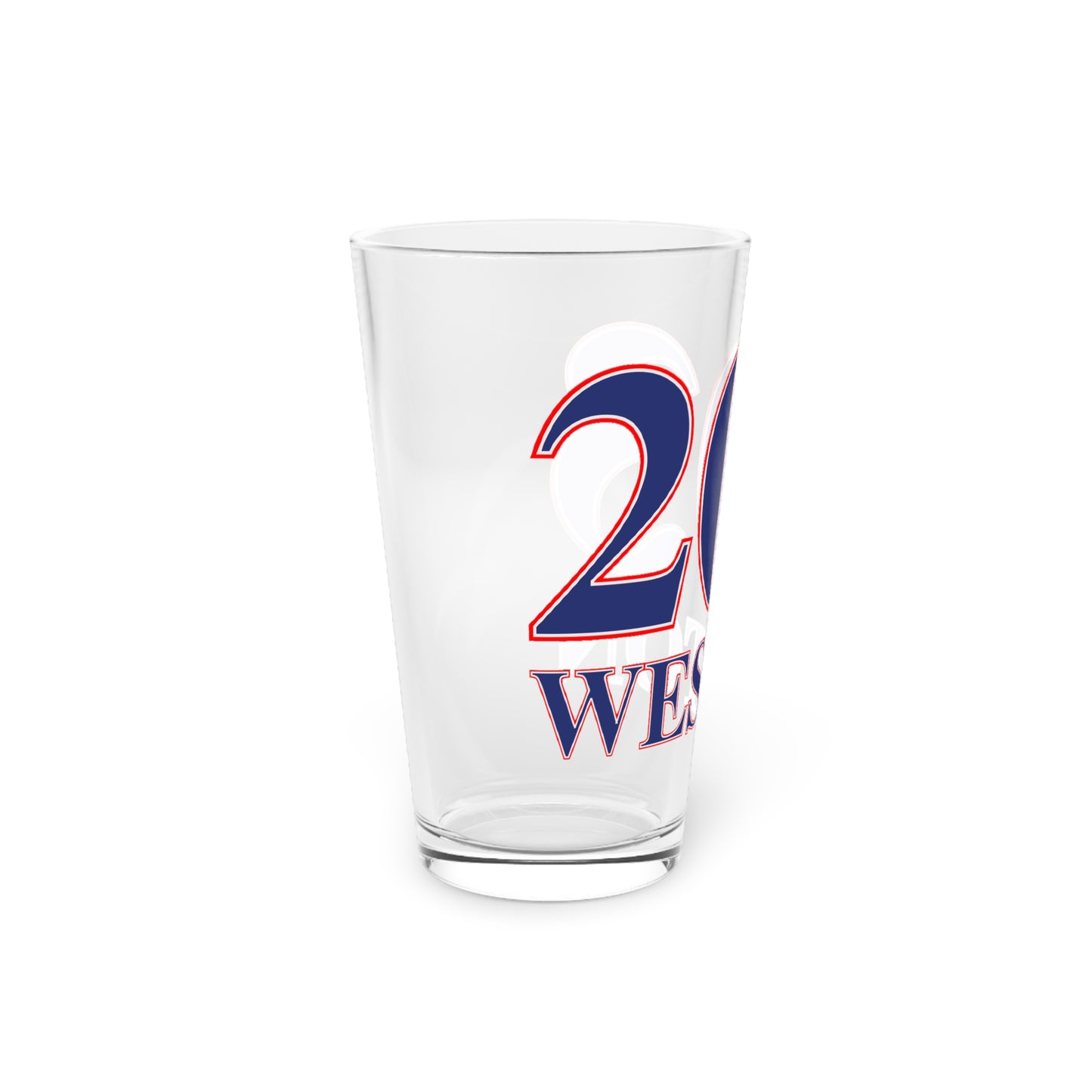 203 Weston Red, White & Blue Pint Glass, 16oz