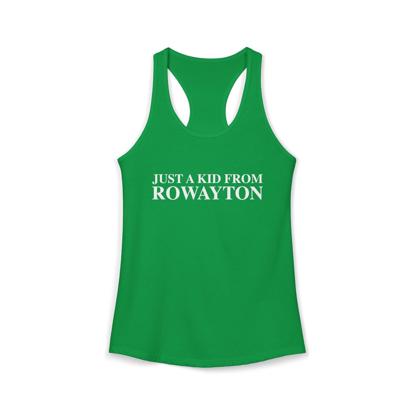 Just a kid from Rowayton Women's Ideal Racerback Tank Top