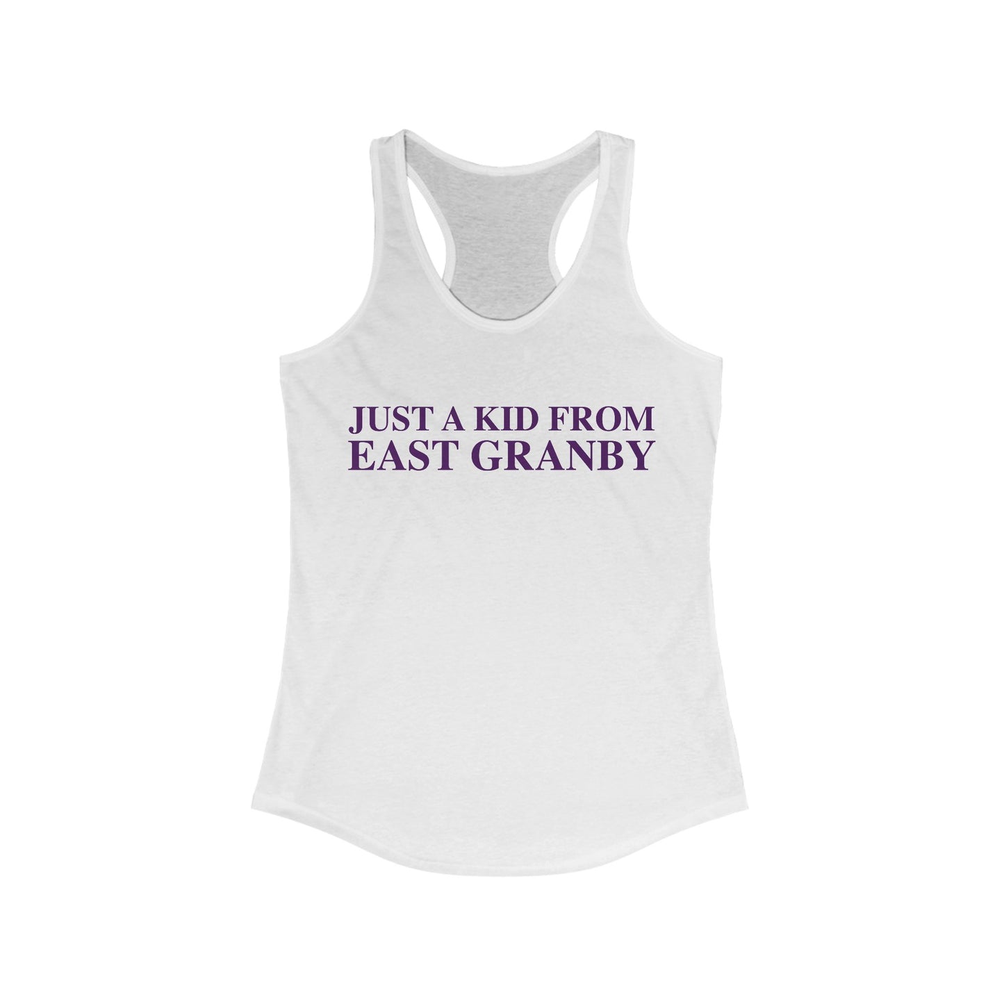 Just a kid from East Granby Women's Ideal Racerback Tank Top
