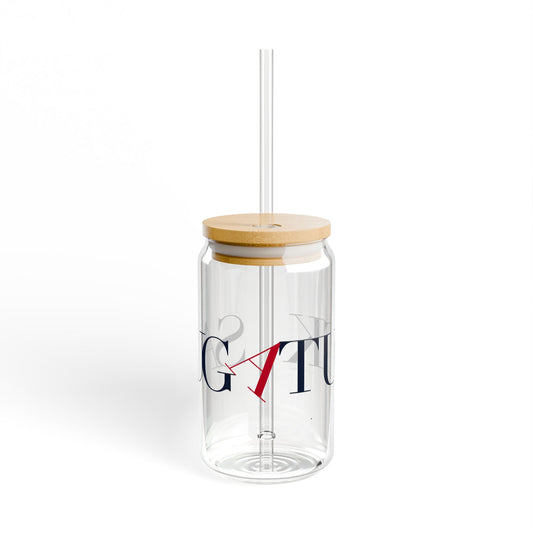 41 Tilt Saugatuck Glass Can with Straw and Lid, 16oz