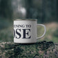 Just a kid listening to Goose Enamel Camping Mug
