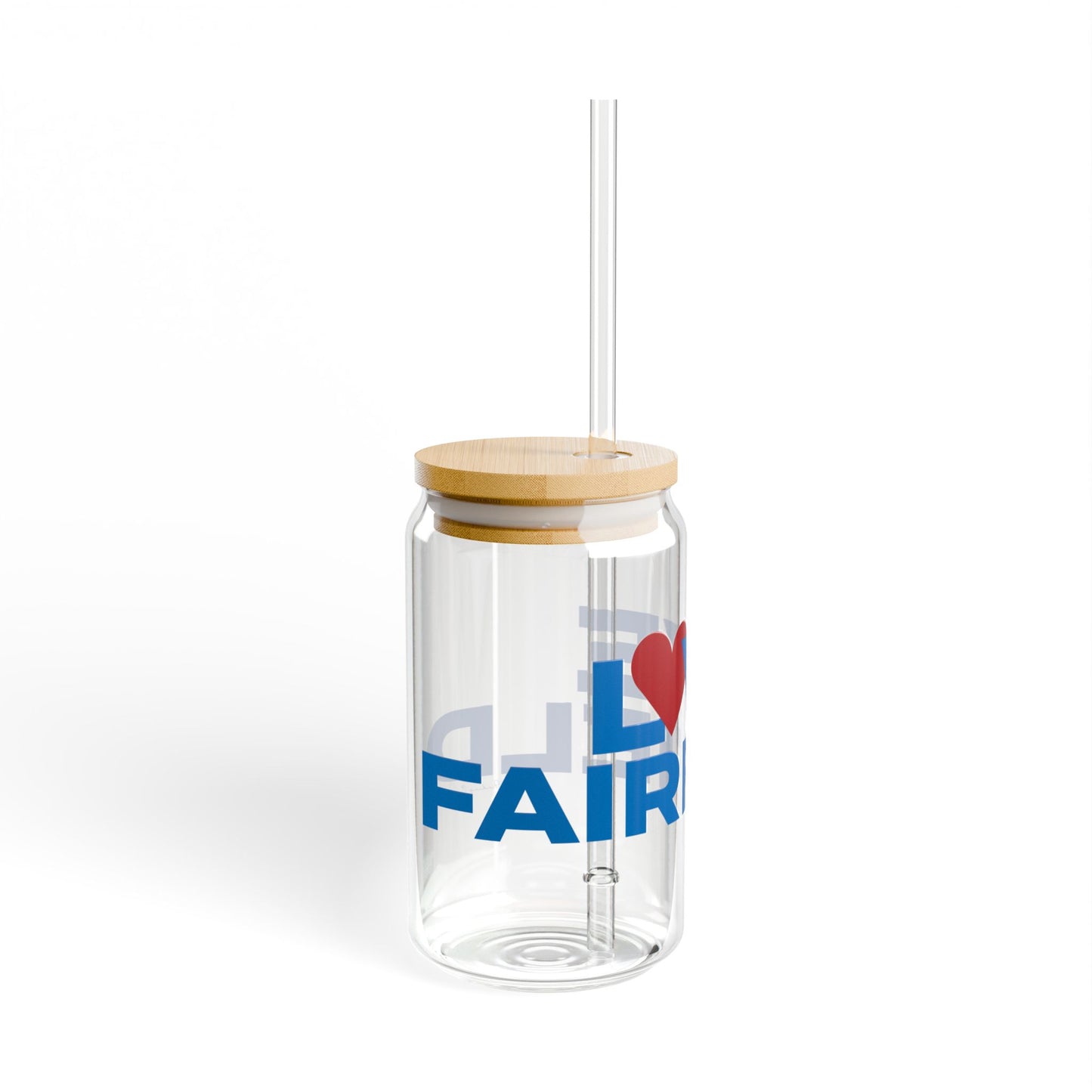 Love Fairfield Glass Can with Straw and Lid, 16oz