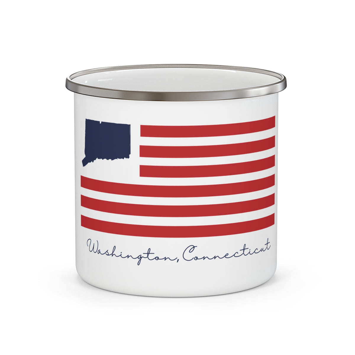 Washington Connecticut Flag Enamel Camping Mug