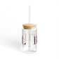 41 Tilt Bethel Glass Can with Straw and Lid, 16oz