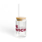 Love Greenwich Glass Can with Straw and Lid, 16oz