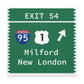 Vintage Merritt Parkway Exit 54 Sign Matte Canvas, Stretched, 1.25"