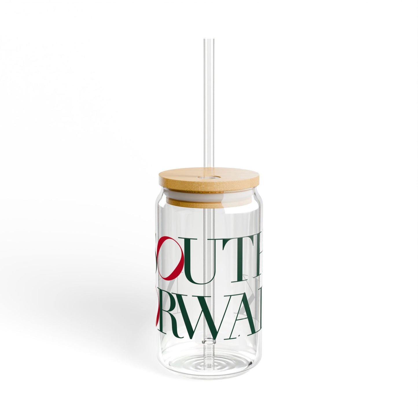 41 Tilt South Norwalk Glass Can with Straw and Lid, 16oz