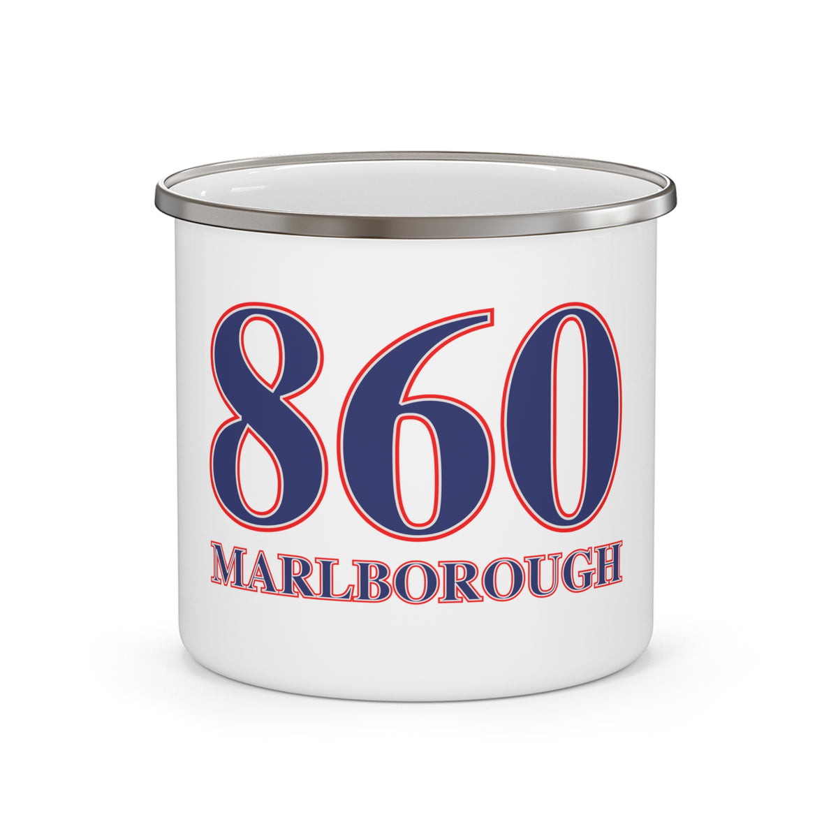 860 Marlborough Red, White & Blue Enamel Camping Mug