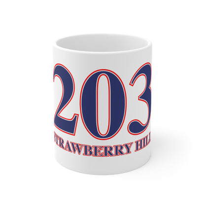 203 Strawberry Hill Red, White & Blue Mug 11oz