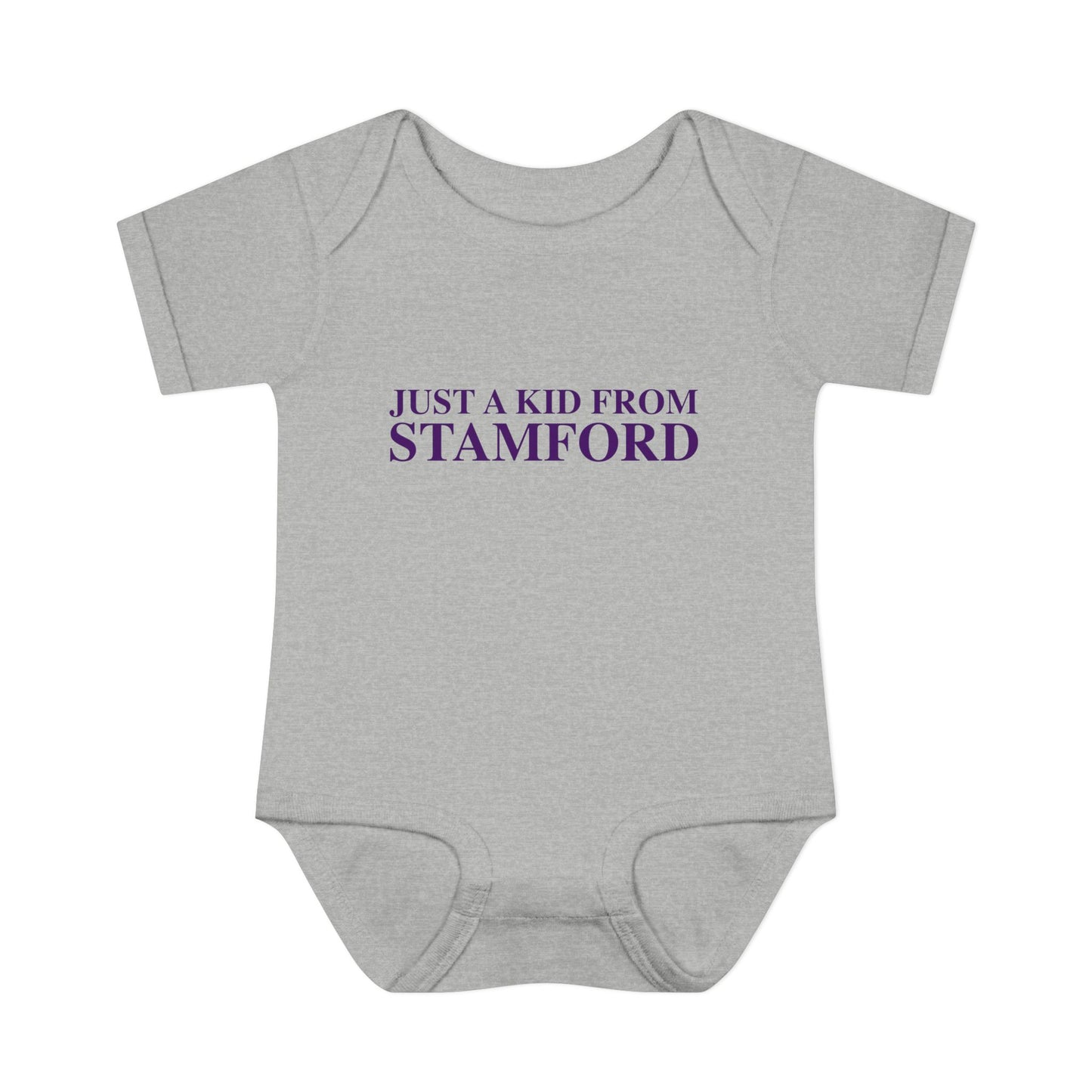 Just a kid from Stamford Infant Baby Rib Bodysuit