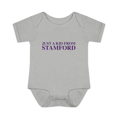Just a kid from Stamford Infant Baby Rib Bodysuit
