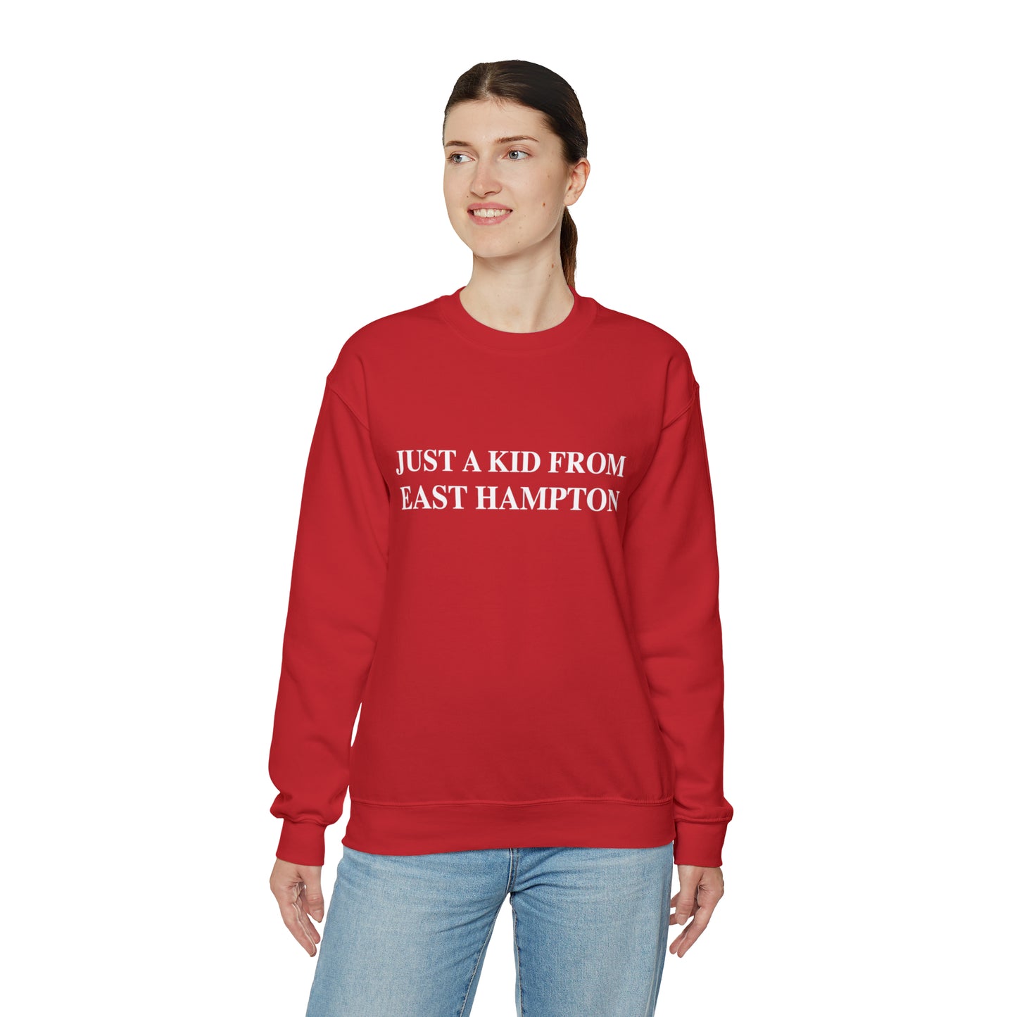 Copy of Just a kid from East Hampton Unisex Heavy Blend™ Crewneck Sweatshirt (white)