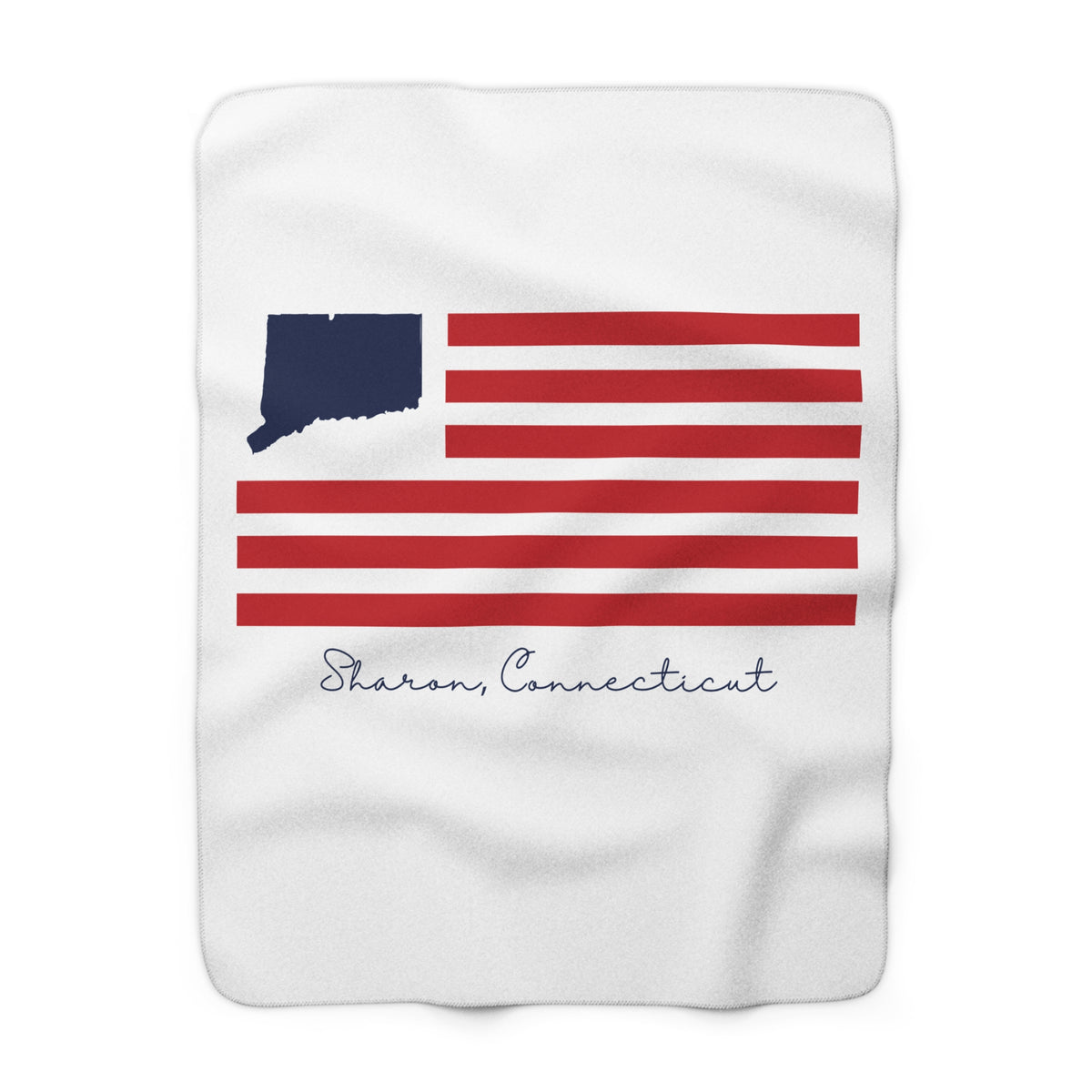 Sharon Connecticut Flag Sherpa Fleece Blanket