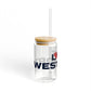 Love Westport Glass Can with Straw and Lid, 16oz